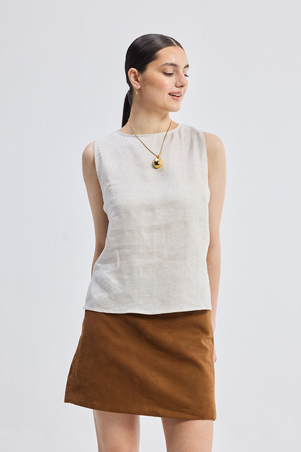 ELLA | Sand Linen Top