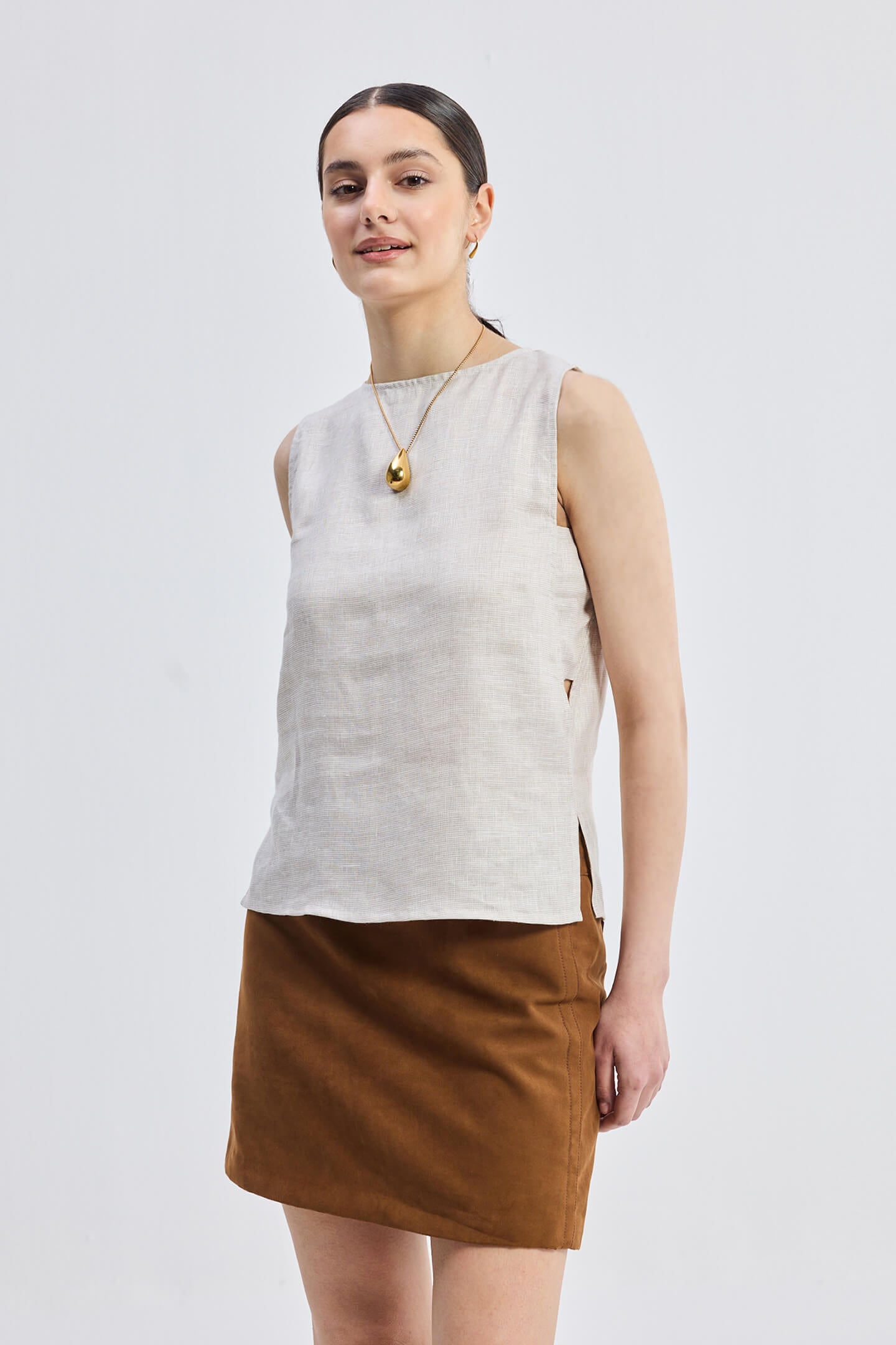ELLA | Sand Linen Top