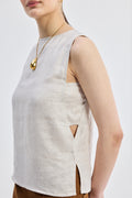 ELLA | Sand Linen Top
