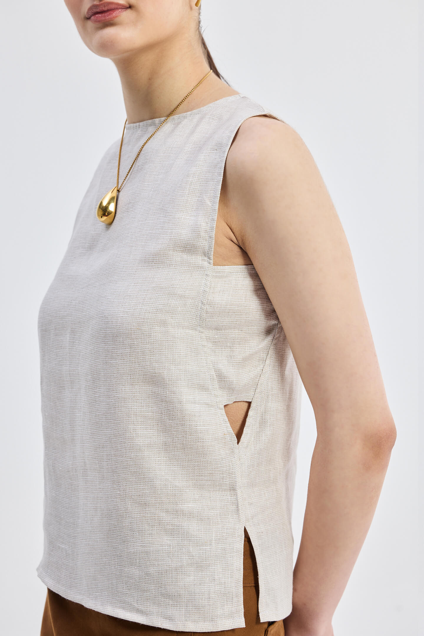 ELLA | Sand Linen Top