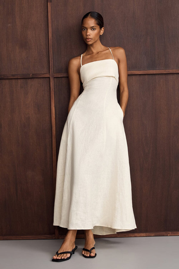 LUNA | Ivory Linen Maxi Dress