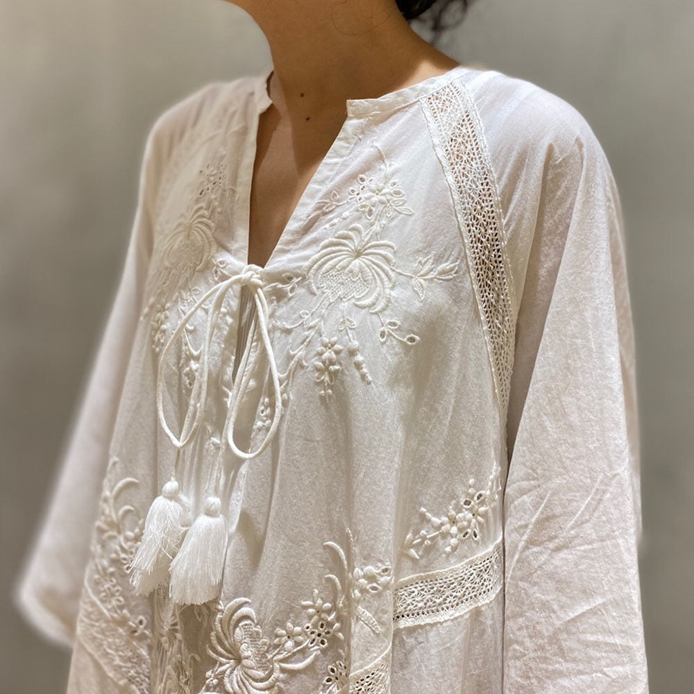 LUNA | Embroidered Cotton Maxi Dress