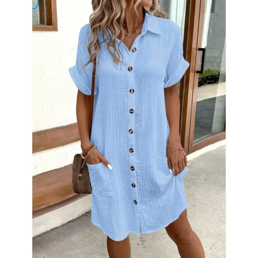 ELENA Linen Shirt Dress