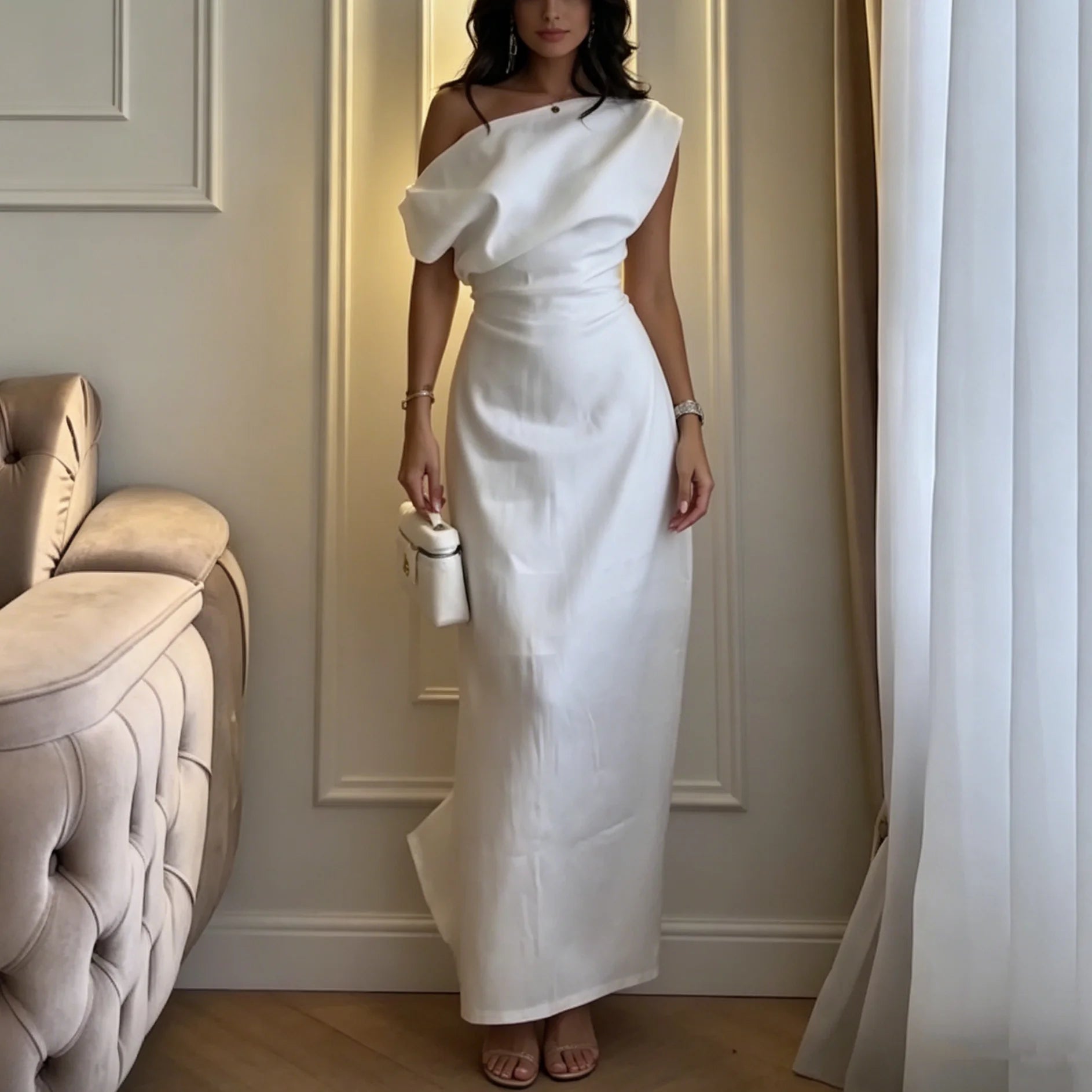 ELARA | Off-Shoulder Linen Maxi Dress