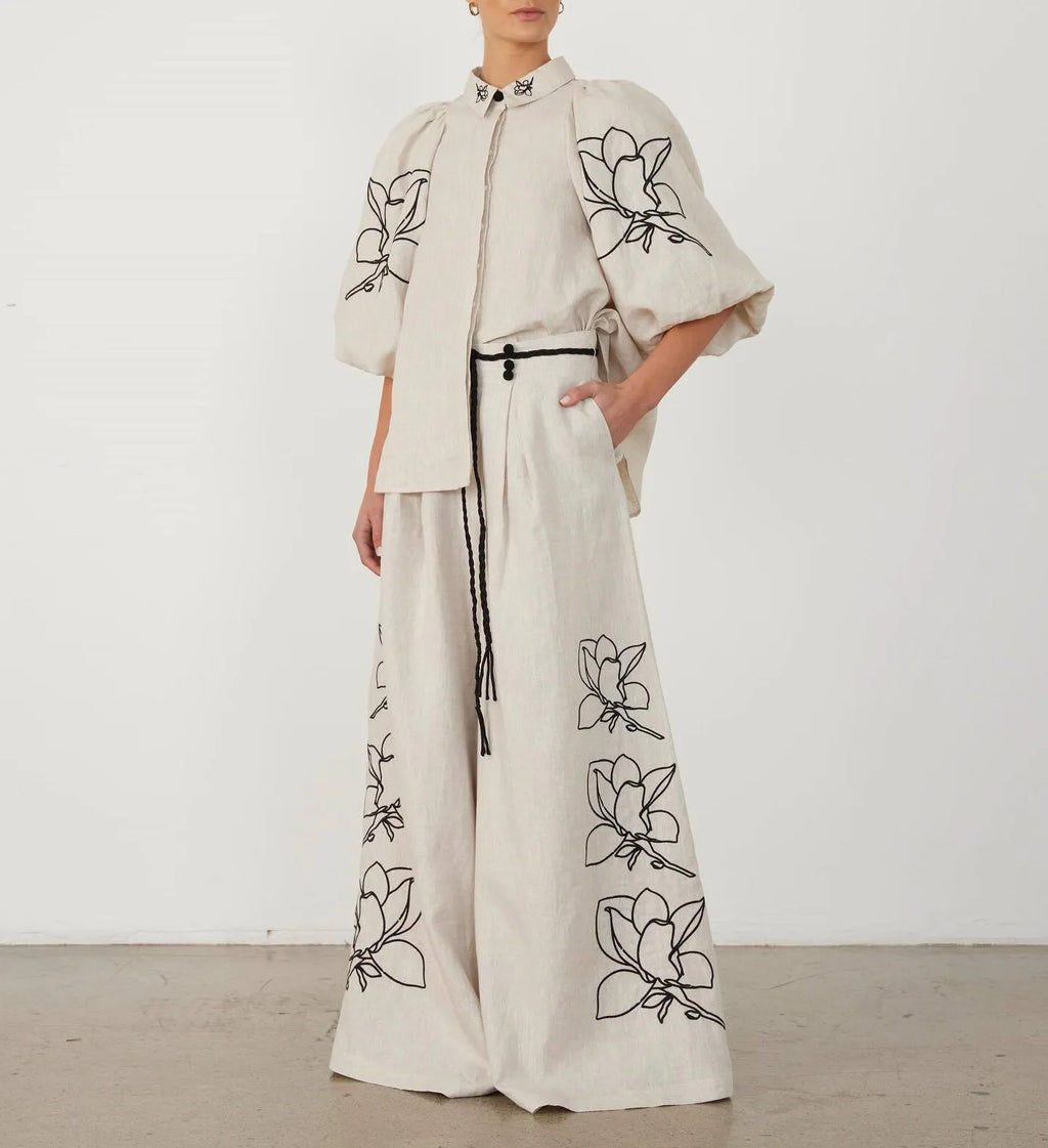 SERENA | Embroidered Linen Two Piece Set