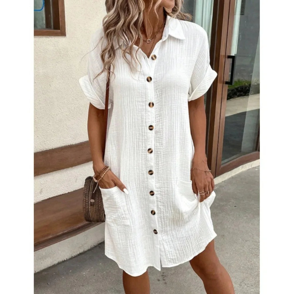 ELENA Linen Shirt Dress