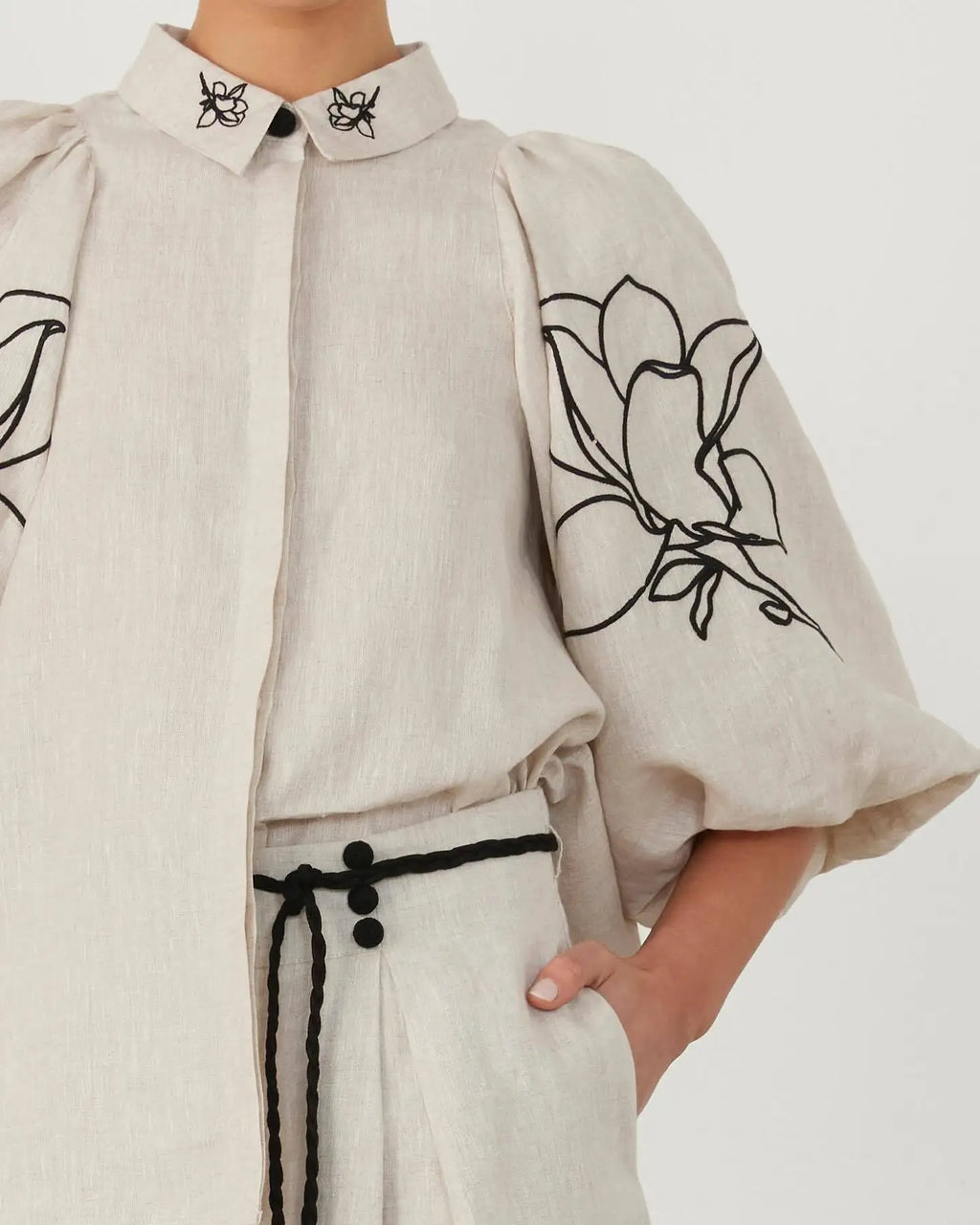 SERENA | Embroidered Linen Two Piece Set