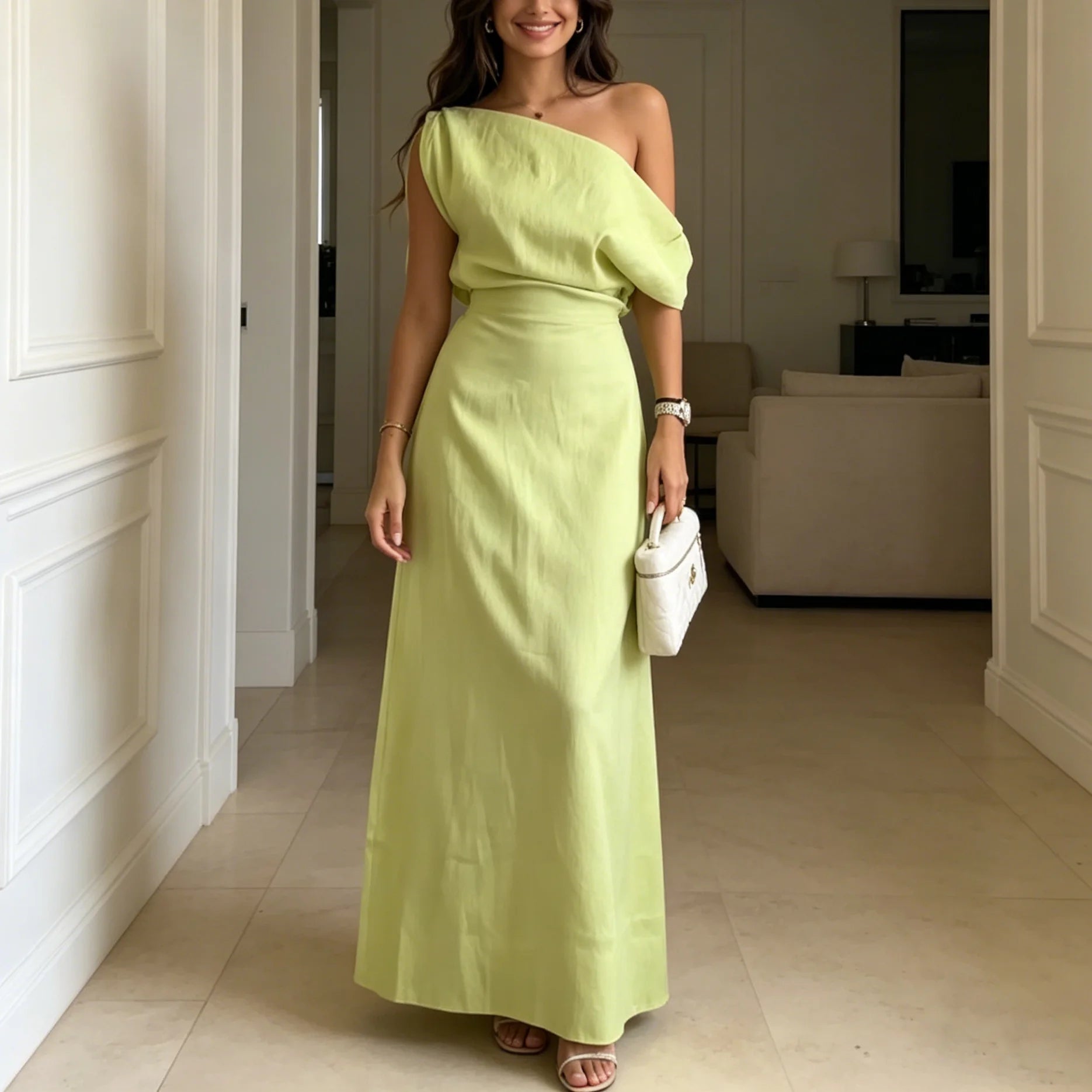ELARA | Off-Shoulder Linen Maxi Dress