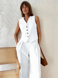 EMILIA | Linen Vest & Wide Leg Set