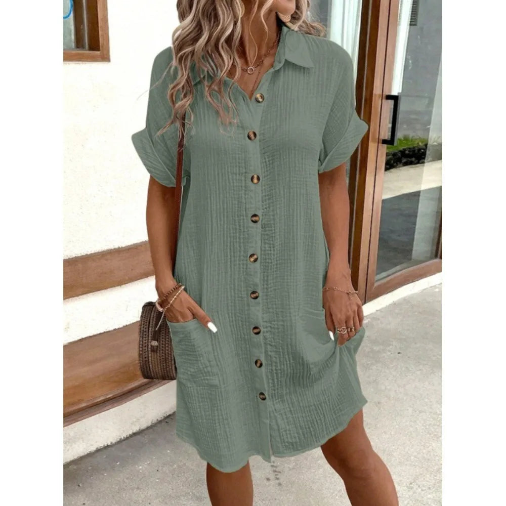 ELENA Linen Shirt Dress