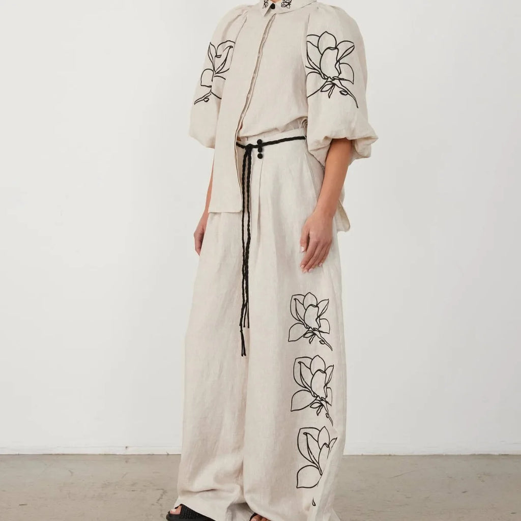SERENA | Embroidered Linen Two Piece Set