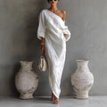 SELENE | One Shoulder Linen Maxi Dress