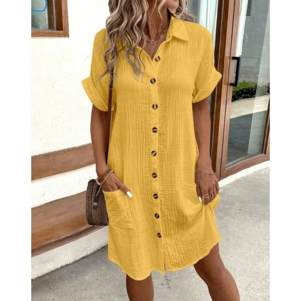 ELENA Linen Shirt Dress