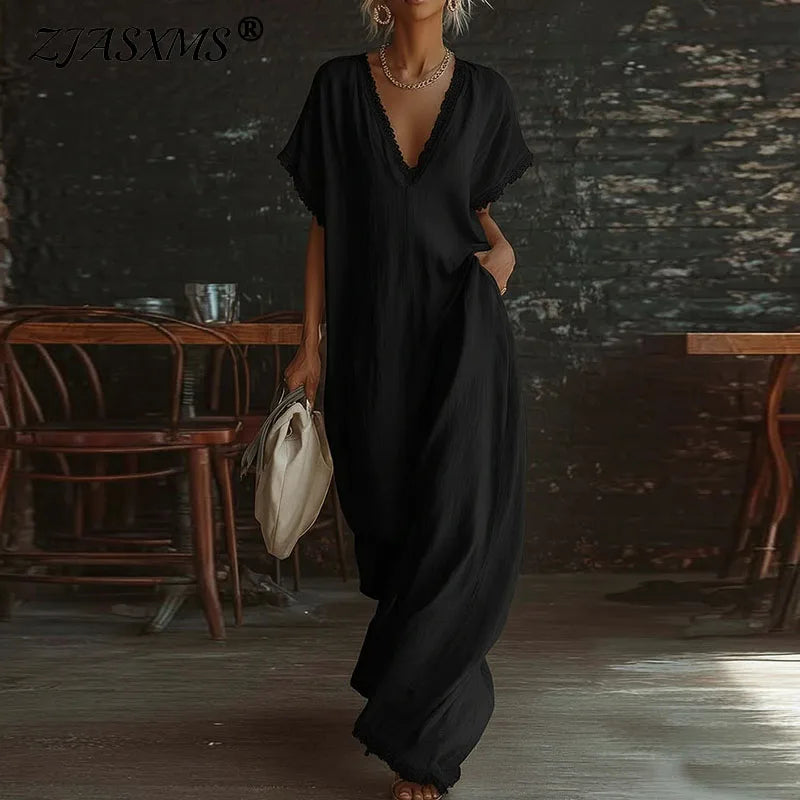 ARIA | Relaxed V-Neck Maxi Dress