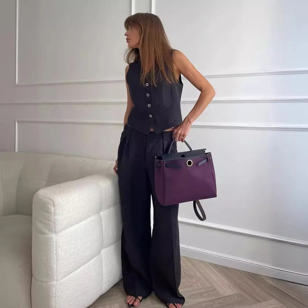 EMILIA | Linen Vest & Wide Leg Set